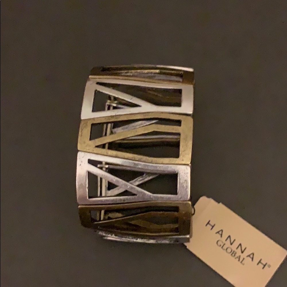 Silver and Gold Geometric Stretch Bracelet